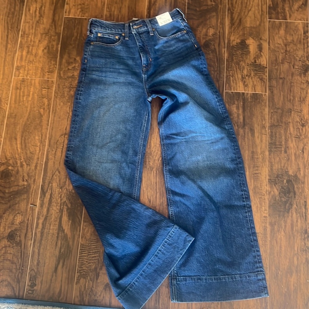 J. Crew Women's Wide Leg Flare Jeans in Dark Blue Wash